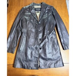 Wilsons Leather Pelle Studio Black Leather Car Coat Thinsulate Women's M